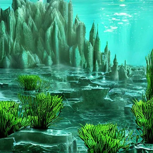 Prompt: underwater emerald city, photorealistic, detailed