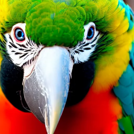 Prompt: face of an australian macaw parrot