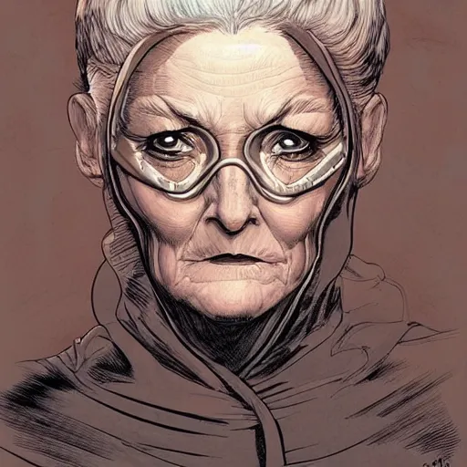 Image similar to a beautiful portrait of a futuristic old woman Travis Charest style