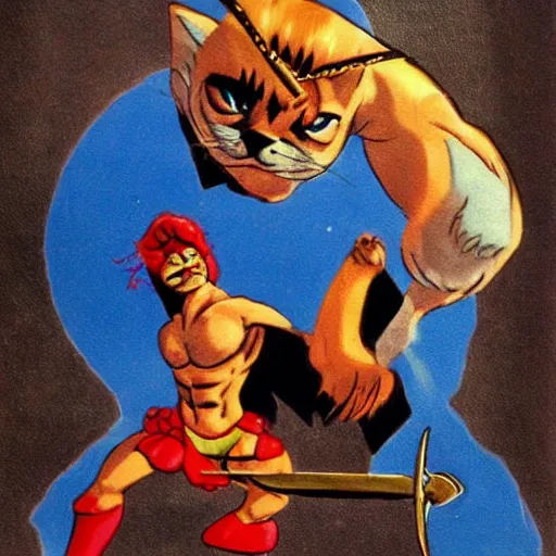 Prompt: cat in He-Man