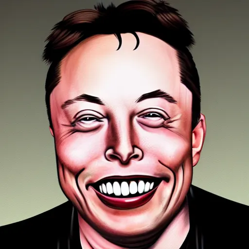 Prompt: MeatCanyon image of Elon Musk, exaggerated caricature