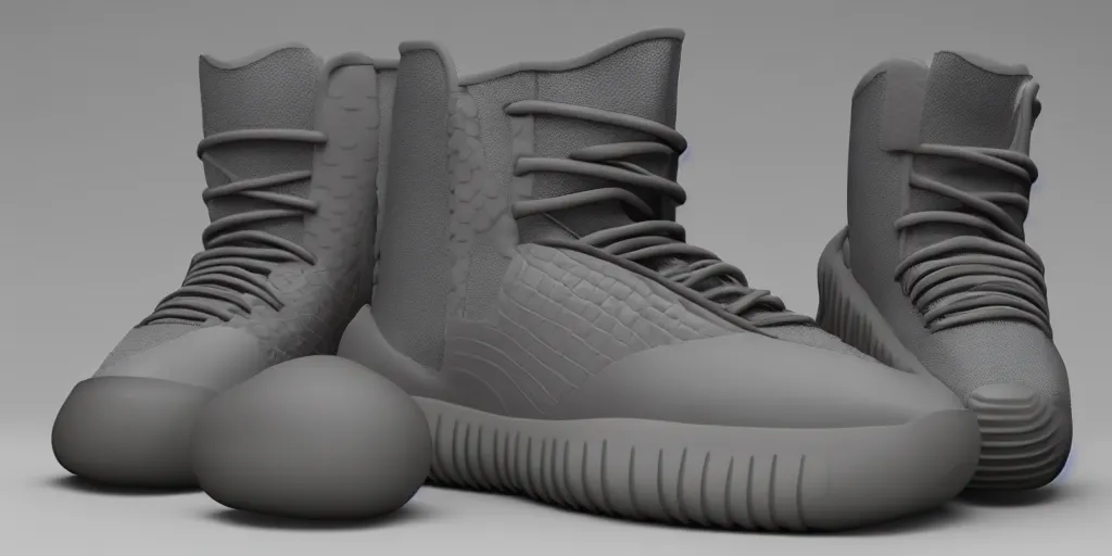 Image similar to shoes design, yeezy, futuristic, hard surface