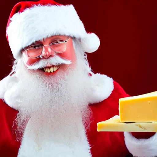 Image similar to Santa eating cheese with chocolate