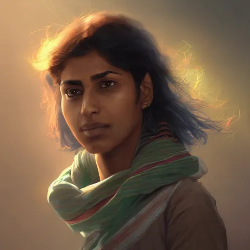 Image similar to Anxious young female Indian Doctor catching a flight, by Cedric Peyravernay, highly detailed, excellent composition, cinematic concept art, dramatic lighting, trending on ArtStation