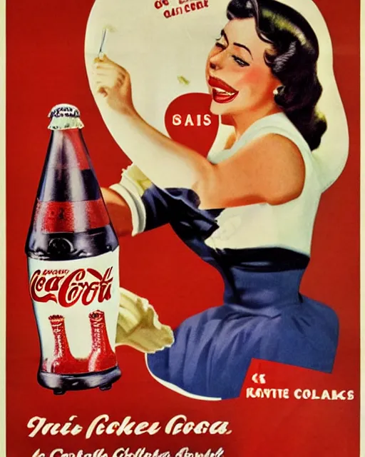 Image similar to enjoy a delicious cold coke 1950 poster