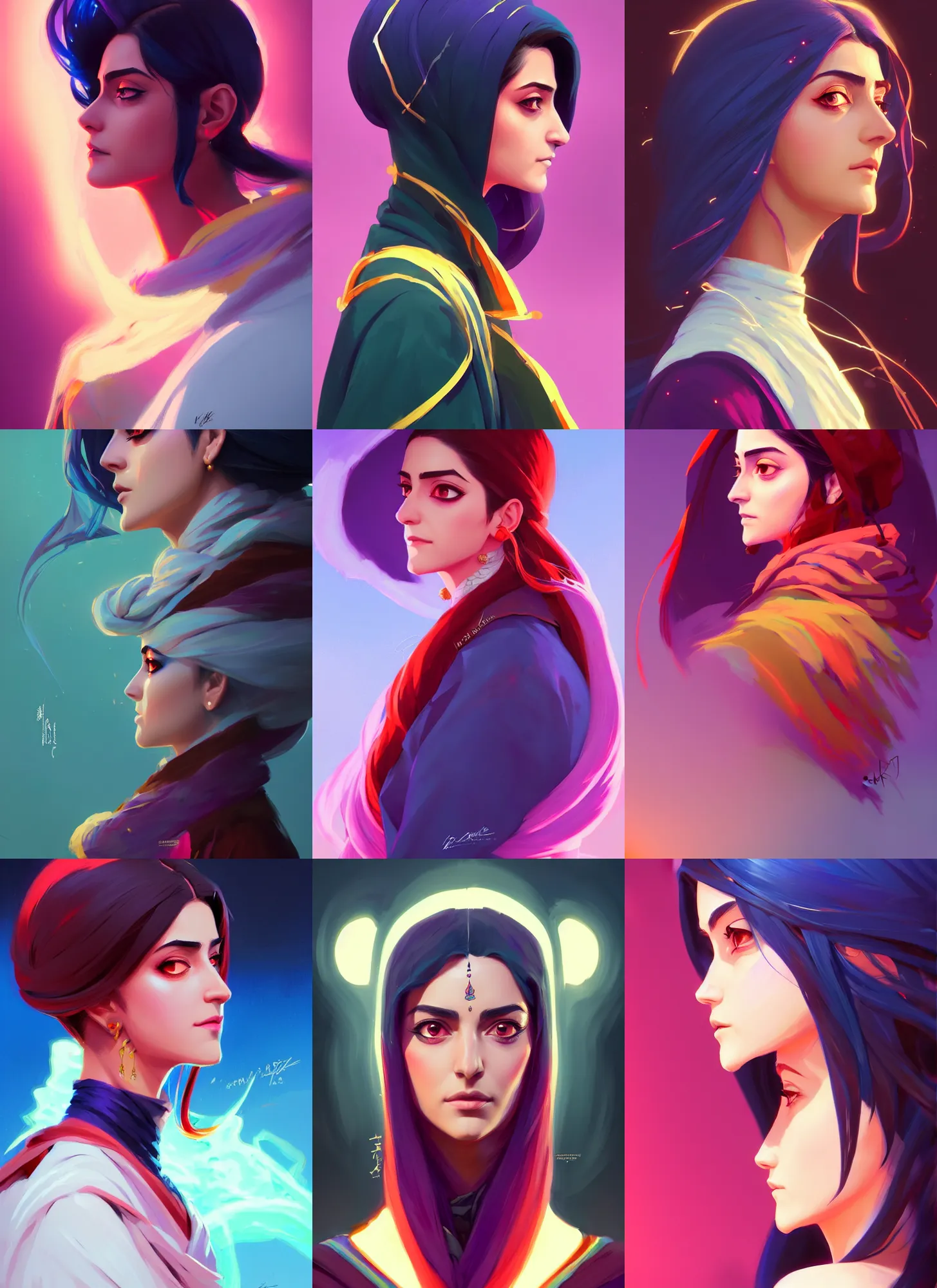 Prompt: side profile centered painted portrait, Maya Ali as a storm sorcerer, D&D, colourful, pretty face, intricate eyes, beautiful, elegant, Anime by ilya kuvshinov and Cushart Krentz and Gilleard James, 4k, HDR, Trending on artstation, Behance, award winning