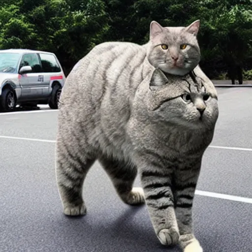 Image similar to giant cat in traffic, ultra realistic, very realistic