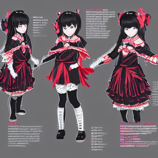 Image similar to full body character art sheet of Yui Mizuno from Babymetal, trending in artstation, 4k, by Artgem with Ayami Kojimareg, rutkowski and alphonse mucha