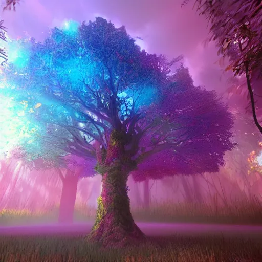 Prompt: colorful ethereal occult tree of life, octane render, unreal engine, raytracing, trending on Artstation, digital art