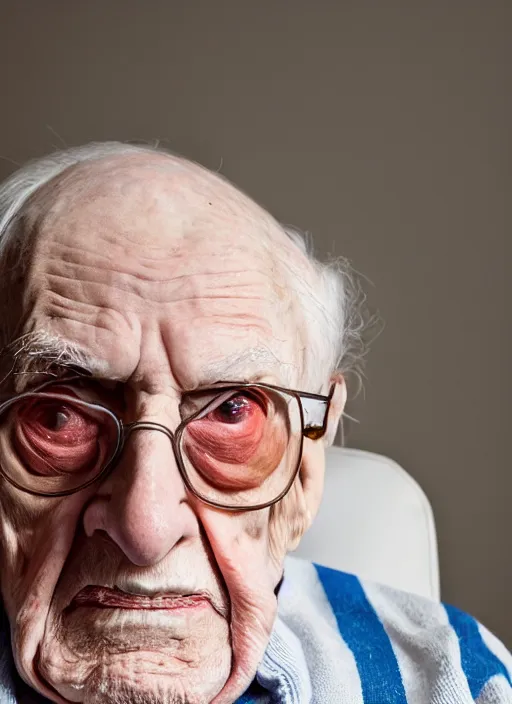 Image similar to DSLR photo portrait still of 93 year old age 93 Stanley Kubrick at age 93!!!, 85mm f1.8