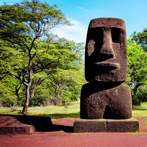 Prompt: ultra wide photograph of a moai statue with a monocle