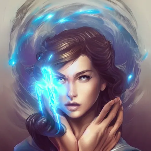 Image similar to a powerful psychic man emitting psychic powers, in the art style of by artgerm, detailed, highly detailed, aesthetic!, artstation, tumblr,