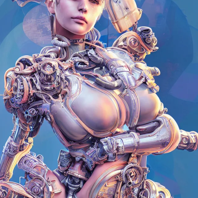 Image similar to the portrait of true neutral semi - colorful female cyborg mechanist as absurdly beautiful, gorgeous, elegant, young swimsuit model, an ultrafine hyperdetailed illustration by kim jung gi, irakli nadar, intricate linework, bright colors, octopath traveler, final fantasy, unreal engine 5 highly rendered, global illumination, radiant light, detailed and intricate environment