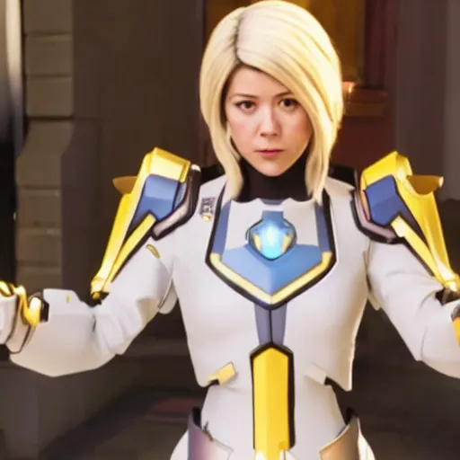 Prompt: film still of mary elizabeth winstead as mercy in overwatch ( 2 0 2 3 )