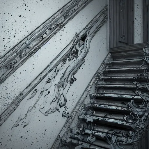 Prompt: detailed, staircase to the unfeeling void, starkly beautiful, stunning, cosmic horror, non - euclidian, lovecraftian, redshift render, cgi, 3 d, hyper - detailed, ultra - realistic, unreal engine, mattepainting, artstation