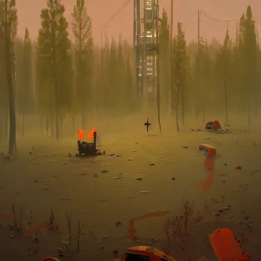 Prompt: hell, digital oil painting by simon stalenhag