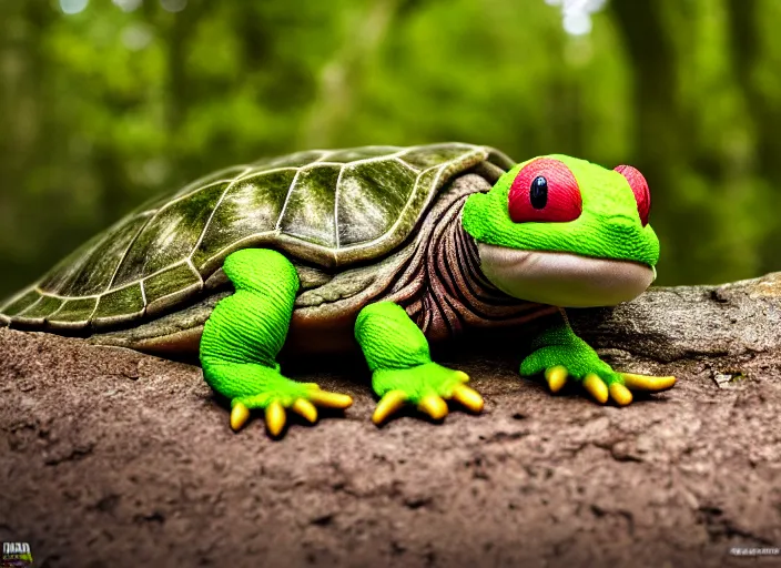 Image similar to national geographic wildlife photo of real life yoshi yoshi in real life in the wild, dinosaur turtle, 8 k, 8 5 mm f 5. 6