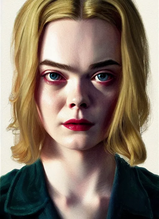 Prompt: twin peaks movie poster art, portrait of elle fanning, from scene from twin peaks, clean, simple illustration, nostalgic, domestic, highly detailed, digital painting, artstation, concept art, smooth, sharp focus, illustration, artgerm, donato giancola, joseph christian leyendecker, wlop