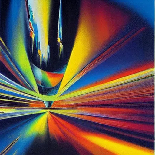 Image similar to abstract art representing momentum, oil painting by john berkey and gabriel dawe, masterwork