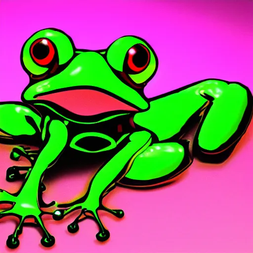 Image similar to neon cyberpunk frog