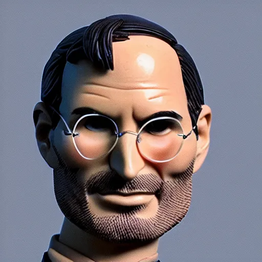 Prompt: steve jobs action figure in blister pack