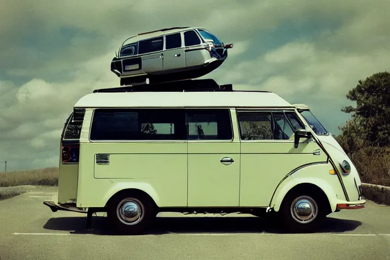 Prompt: futuristic concept citroen van vw safari bug, ektachrome photograph, volumetric lighting, f 8 aperture, cinematic eastman 5 3 8 4 film