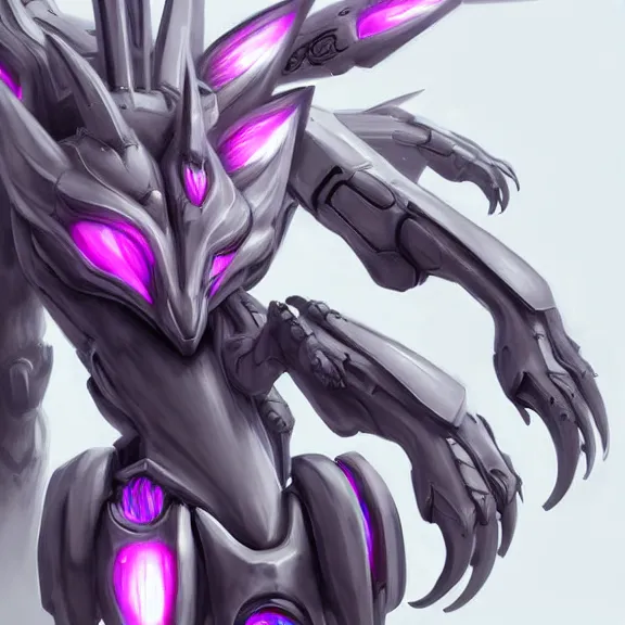 Prompt: very close up foot pov shot, detailed close foot shot, feet art, furry paw pov, paw pov, dragon paw, paws, hyperdetailed elegant beautiful stunning hot anthropomorphic mecha female dragon, sharp silver armor fuchsia skin, showing high quality hyperdetailed paws mecha dragon feet at camera, claws, warframe fanart, furaffinity, deviantart