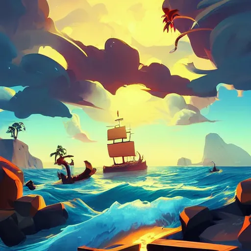 Image similar to painting treasure on sea of thieves game smooth median photoshop filter cutout vector, behance hd by jesper ejsing, by rhads, makoto shinkai and lois van baarle, ilya kuvshinov, rossdraws global illumination