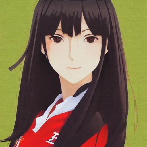 Image similar to a high detail portrait of high school girl by makoto sinkai, by BUNBUN, in simple background, CLIP STADIO, mad painting