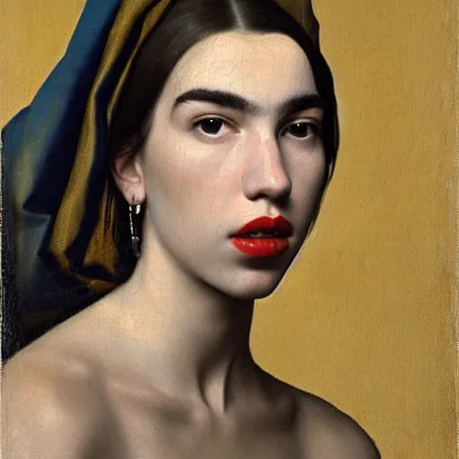 Image similar to dua lipa, johannes vermeer, ultra detailed, cinematic