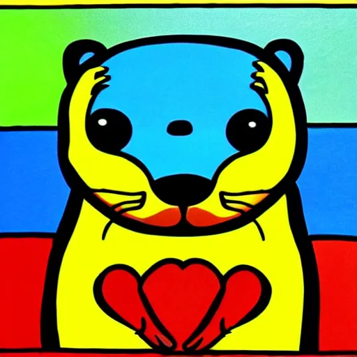 Prompt: rainbow baby otter. pop art