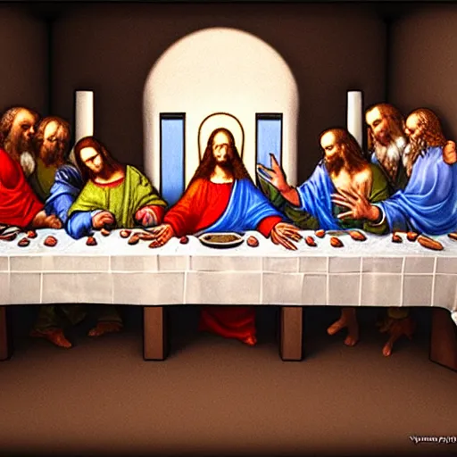 the last supper remake da vinci by yoshitaka amano - | Stable Diffusion ...