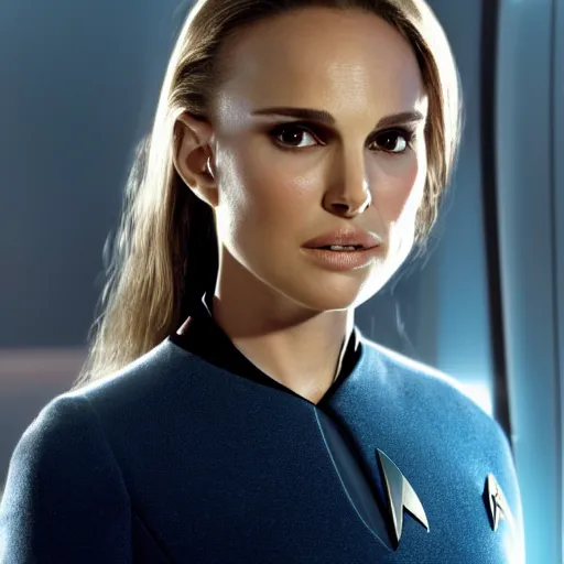 Image similar to Natalie Portman in Star Trek, (EOS 5DS R, ISO100, f/8, 1/125, 84mm, clear face, prime lense)