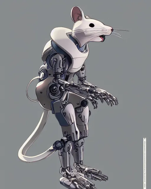 Image similar to character concept of a rodent, cybernetic enhancements, art by makoto shinkai and alan bean, yukito kishiro