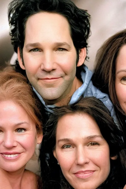 Image similar to potrait photograph paul rudd with bad plastic surgery, botox failure