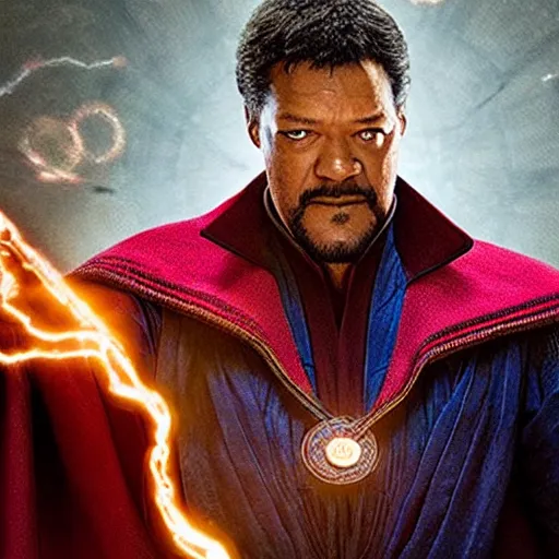 Image similar to A still of Laurence Fishburne as Doctor Strange