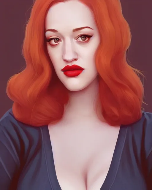 Prompt: kat dennings christina hendricks jennifer tilly, in wooly sweater, belt, plump lips, big eyes, by wlop and ilya kuvshinov and artgerm, gorgeous, stunning, alluring, artstation, deviantart, digital art