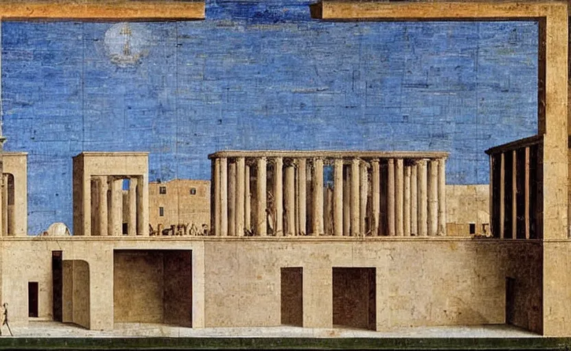 Image similar to a building in the ideal city by piero della francesca