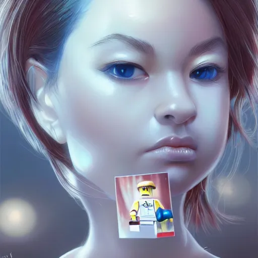 Image similar to wide shot, lego man digital art, highly detailed, digital painting, beautiful eyes!, pretty face!!, symmetry, concept art, sharp focus, illustration, art by artgerm! greg rutkowski magali villeneuve wlop! ilya kuvshinov!!, octane render