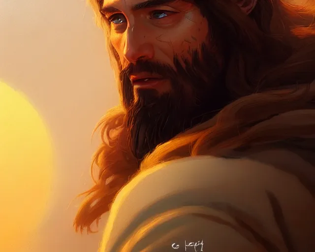 Image similar to jesus christ in 2 0 2 2, detailed intricate illustration, detailed illustration, hd, 4 k, digital art, overdetailed art, by greg rutkowski, by loish, complementing colors, trending on artstation, deviantart