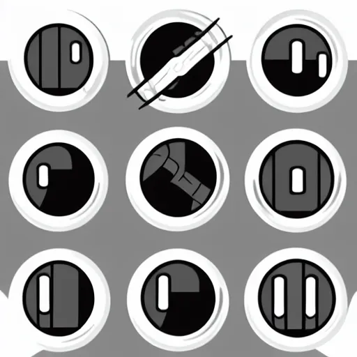 Prompt: flat vector sci-fi skill game icon, black and white