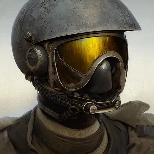 Image similar to a digital painting of a pilot helmet of the ghost of kiev, hyper realistic, very detailed, in the style of greg rutkowski