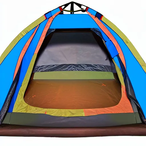 Prompt: a multi colored spraypainted camping tent