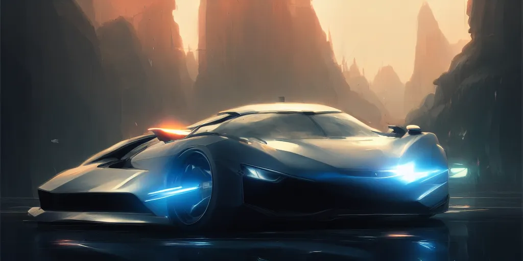 Image similar to Super car, concept art, low angle, high detail, warm lighting, volumetric, godrays, vivid, beautiful, trending on artstation, by Jordan grimmer, art greg rutkowski