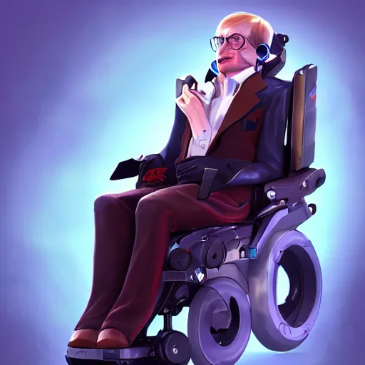 Prompt: stephen hawking overwatch hero concept character, trending on artstation