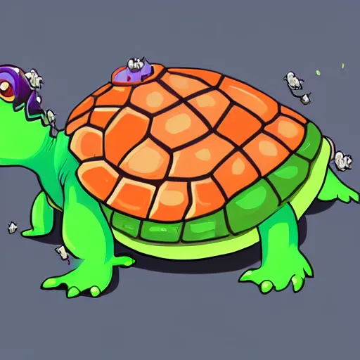 Prompt: a cute turtle monster ,colorful, digital art, fantasy, magic, trending on artstation, ultra detailed, professional illustration by Walt Disney