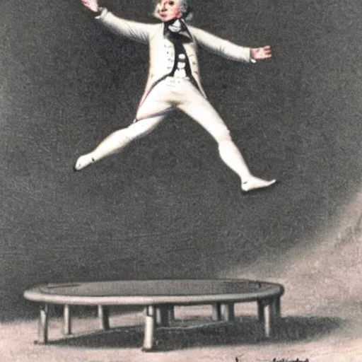 Image similar to george washington jumping on a trampoline