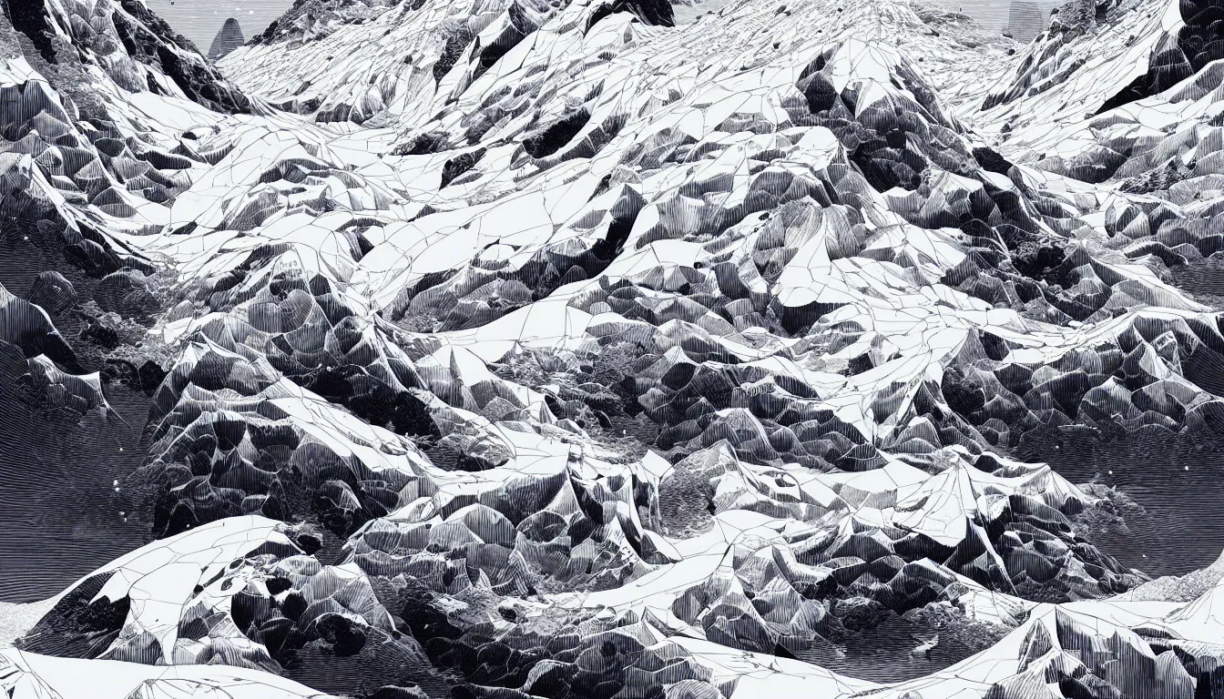 Image similar to glacier by nicolas delort, moebius, victo ngai, josan gonzalez, kilian eng