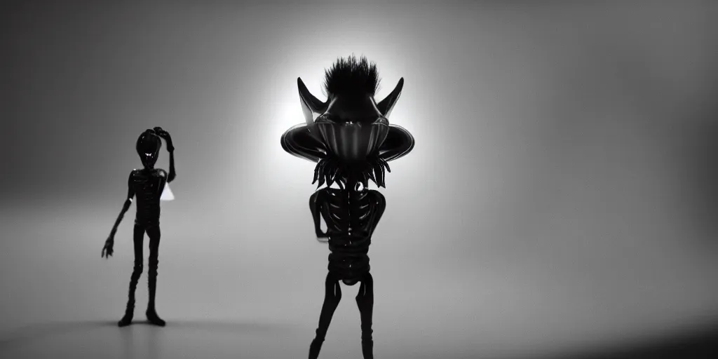Image similar to cinematic film still of a punk alien starring in a dave meyers directed music video, cgi, vfx, ( ( ( ( chiaroscuro ) ) ) ) lighting, shallow depth of field, 8 0 mm, f 1. 8
