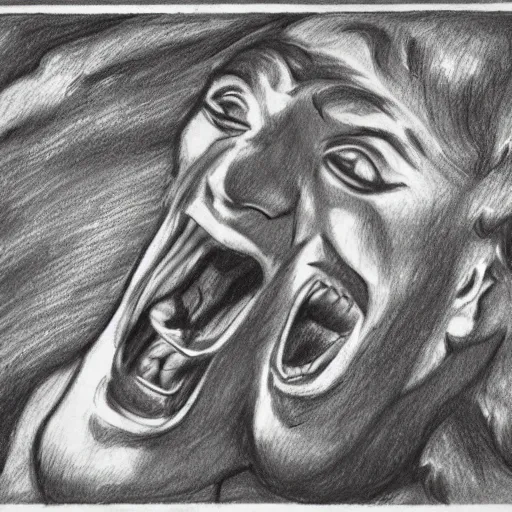 Prompt: apollo screaming, illustration drawing